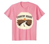 Country Roads Rural Sunset Graphic pour Homme T-Shirt, Enfant, Rose, 2 Ans