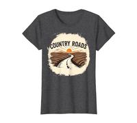 Country Roads Rural Sunset Graphic pour Homme T-Shirt, Femme, Chiné Foncé, XS