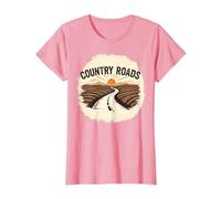 Country Roads Rural Sunset Graphic pour Homme T-Shirt, Femme, Rose, XS