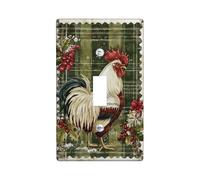 Country Rooster Plaques de protection pour interrupteur de lumière, décoration de vacances verte pour accents d'hiver, plaques murales en thermoplastique, taille standard
