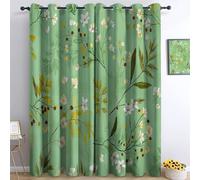 Country Style Rideaux occultants 91,5 x 214 cm - 2 panneaux - Imprimé fleurs sauvages - Isolation thermique - Polyester résistant à la décoloration - Décoration de chambre d'enfant - Vert