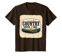Country Until I Die Rustique Sunset Men Western Patriotic T-Shirt, Enfant, Marron, 6 Ans