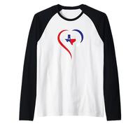 Country Western - J'adore Le Texas et C'est Le Drapeau de l'État du Texas Manche Raglan