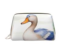 Countryside Farm Trousse de maquillage en cuir de grande capacité, sac de rangement de voyage, double usage, trousse de toilette et trousse de maquillage, Canard aquarelle, Taille unique, Cartable