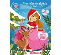 Coup de coeur créations - Mon bloc de styliste - Noël - Des coloriages - Avec des stickers pour habiller les modèles ! - Elen Lescoat - Hemma - broché - Document jeunesse