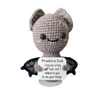 Coup de Poche inspirant - Pomme de Terre Positive, Chauve-Souris en Laine, tricotée | Jouet en Peluche Animal créatif avec Cartes d'affirmation pour Les Adultes, Boost Mental, Cadeau si
