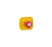 Coup de poing d'urgence poussoir déverrouillage à clé étanche Plexo IP55 avec enjoliveur jaune et bouton rouge - 069548L - Legrand