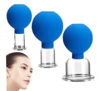 Coupage facial Ensemble pour le visage, 3PCS 3 Taille Aspiration faciale, œil réutilisable ＆ Ensemble de ventouses pour le visage, Thérapie de coupe anti-cellulite en plastique Ensemble pour le massa