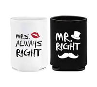 Coupages De Boissons - Couvertures De Mariage Réutilisables, Enveloppements Blancs Noirs Drôles | Isulater Les Refroidisseurs De Canettes Pour Les Bouteilles De Soda À Bière, Assortiment Mr Mrs Sleeve