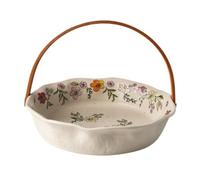 Coupe à fruits Corbeille à fruits en céramique à motif floral avec anse, bol de service rustique for les collations, décoration de table de style campagnard, cuisine Décoration de bureau