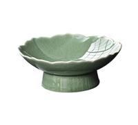 Coupe à fruits Coupe à fruits en céramique en forme de lotus, assiette de service rétro émaillée, plat décoratif, style traditionnel et moderne for la maison Décoration de bureau(Green)
