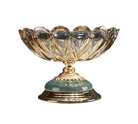 Coupe à fruits, coupe décorative à piédestal, Assiette de fruits européenne Base en métal verre de cristal de luxe assiette de fruits de haute qualité maison moderne Table basse décoration assiette de
