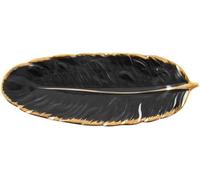 Coupe à fruits, coupe décorative à piédestal, Assiette en céramique, plateau Design plume à la mode, accessoires de table, assiette à fruits Dim Sum, plat de cuisine(26cm)