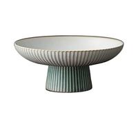 Coupe à fruits, coupe décorative à piédestal, Bol sur pied en céramique, support décoratif for desserts aux fruits, collations, support de service for comptoirs de cuisine ou pièce maîtresse(Grün_L)
