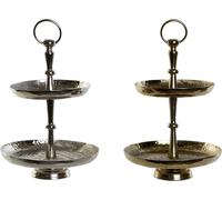 Coupe à fruits DKD Home Decor Or Argenté Aluminium 22 x 22 x 31 cm (2 pièces)