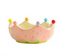Coupe à fruits en céramique avec fourchettes intégrées, brochettes colorées forme de fraise, raisins et baies Corbeille à fruits cuisine