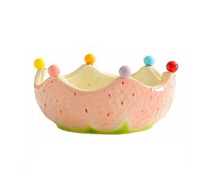 Coupe à fruits en céramique avec fourchettes intégrées, brochettes colorées forme de fraise, raisins et baies Corbeille à fruits cuisine