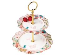 Coupe à fruits Plat européen Dim sum Double couche, plat à fruits anglais, étagère à gâteaux de salon, plat à sucre, fruits secs, thé de l'après-midi Décoration de bureau