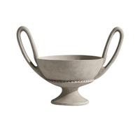 Coupe à fruits sur pied en résine, double anse, finition mate, bol de service décoratif, décoration table Décoration fruitière(Grigio)