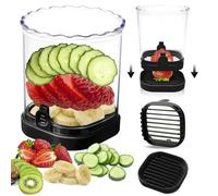 Coupe à fruits-Trancheuse à Fraises-Cutter Amovible avec Plaque Poussoir-Coupe Fruit avec Boîte de Rangement pour Coupe-fraise, Banane, œuf, Raisin (Noir)