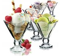 KADAX Coupes à Glace en Verre, Verres à Pied pour le Service Élégant des Crèmes Glacées, Sorbets, Puddings, Parfaits et Autres Délices Dessert (Lot de 6, 200ml)