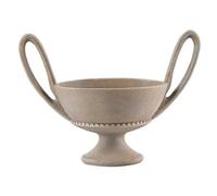Coupe à Piédestal avec Poignées Boucle Plateau Décoratif Corbeille Centre de Table Résine Synthétique Texturée avec Bande Perlée Adaptée au Salon Entrée Table Basse Décoration de Maison , Gris Beige