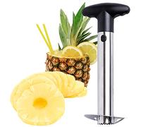 Coupe ananas en acier inoxydable avec un livre de recettes et une garantie d'un an - Outil pour enlever les noyaux avec poignée détachable - éplucheur ananas à fruits rapide et facile à utiliser.