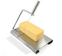 Coupe Beurre Avec Planche et Grille de Mesure, Coupe Fromage Interchangeable, Planche à Fromage avec Guillotine, Trancheuse à Fromage en Acier Inoxydable pour Fromage, Beurre, Toast, Jambon, Foie Gras