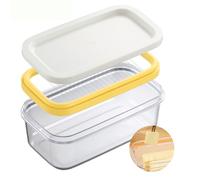 Coupe-beurre en acier inoxydable, coupe-beurre et plat, récipient coupe-beurre avec couvercle for réfrigérateur, boîte à beurre, rangement et coupe faciles, deux bâtonnets de beurre de 113,4 g/2026