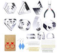 Coupe-Biscuits En Argile 24 Pièces, Moules Avec Cartes De Boucles D'oreilles Crochets Pour Pâtisserie, Pâte À Donuts, Fabrication De Bijoux