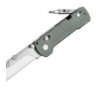 Coupe-boîte Pliant Multi-outils avec Tournevis Pliant, Couteau Utilitaire Pliant, Lame À Changement Rapide, Verrouillage de Rail, Clip de Poche(Green)