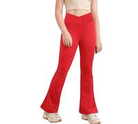 Coupe bootcut pour fille - Couleur unie - Coupe ajustée - Moderne - Taille haute - Confortable - Doux - Coupe large - Pantalon en tissu - Décontracté - Élégant - Élastique - Tendance - Pour l'école et
