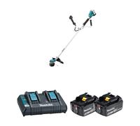 Coupe-bordure 2x18V DUR368AZ + 2 batteries BL1860B 18V 6 Ah + chargeur double DC18RD MAKITA