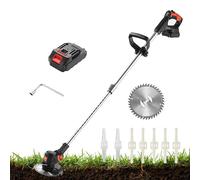 Coupe-Bordure de Jardin sans Fil 21 V avec Affichage de la Puissance, Comprend 2 Lames À Gazon en Alliage Et 1 Lame de Scie en Alliage, Batterie Incluse, Débroussailleuse Et Coupe-Herbe