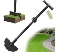 Coupe-bordure demi-lune - Coupe-bordure manuel à dents de scie robustes avec lame tranchante et large plateau de pied, poignée réglable en T de 96,5 à 124,5 cm pour l'aménagement paysager, trottoirs