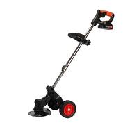 Coupe-Bordure Électrique sans Fil 3-en-1 - Débroussailleuse Batterie avec Roues, Mini Tondeuse à Gazon, 2 Batteries, Chargeur, Outil de Jardin Léger pour Herbes et Haies