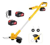 Coupe Bordure sans Fil 21V: Débroussailleuse à Batterie Brushless avec 2 Batteries 4.0Ah, 2 Bobines, tête pivotante à 90°,Tube Télescopique, Debroussailleuse Electrique pour Jardin Élagage