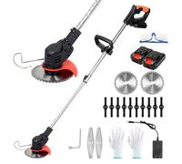 Coupe-Bordure Sans Fil 600W 21V Kit Complet 2 Batteries Lunettes Incluses Coupe-Herbe Débroussailleuse Électrique