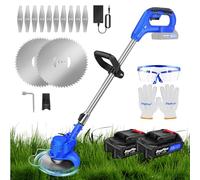 Coupe Bordure sans Fil avec 2 Batterie et Lames en métal Coupe-Herbe Debroussailleuse électrique Bordure Puissante Taille Haie de Jardin Coupe-Mauvaises Télescopique Elagueuse sans Fil de Coupe-Gazon