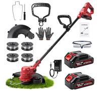 Coupe Bordure sans Fil avec Batterie, 21V Debroussailleuse Electrique sans Fil Coupe-Bordures Et Bordeuse, 30cm Largeur Coupe Rotofil Batterie avec 2 Batteries 1.5 Ah Et Chargeur,4 Bobines De Fil