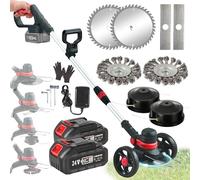 Coupe Bordure sans Fil avec Batterie(Brushless, 30cm Coupe) Debroussailleuse Electrique sans Fil pour Batteries Makita, 4 en 1 Lame Coupe Bordure avec Batterie Lithium 4.0Ah x2, Tete Brosse x2