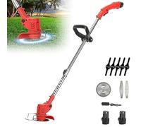 Coupe Bordure sans Fil avec Batterie,Debroussailleuse Electrique sans Fil avec 3 Types de Lames,Diamètre de Coupe de 15 cm,Coupe Bordure avec Tube Télescopique,pour La Coupe De Jardin (2 Batterie)