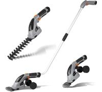 Coupe Bordure sans Fil, Cisaille à Gazon avec Batterie 7.2V et Chargeur, Taille Haies sans Fil, Tondeuse à Gazon, Manche Long Télescopique Détachable (Gris)