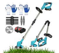 Coupe-Bordure sans Fil, Coupe-Herbe électrique Pliable 1880 W avec 3 Types De Lames, Longueur Télescopique 100-135 cm, Coupe-Bordure Et Coupe-Bordure 1200 mAh pour Jardins, Parcs Et Pelouse No-Wheels