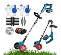 Coupe-Bordure sans Fil, Coupe-Herbe électrique Pliable 1880 W avec 3 Types De Lames, Longueur Télescopique 100-135 cm, Coupe-Bordure Et Coupe-Bordure 1200 mAh pour Jardins, Parcs Et Pelou with-Wheels