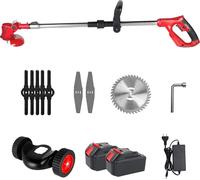 Coupe-bordures électrique sans fil, puissance 1500W, vitesse 12000 tr/min, largeur de coupe réglable, batterie rouge 2
