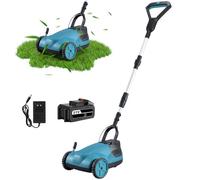 Coupe-Bordures et Tondeuse Finition sans Fil 21V, Complément Idéal du Robot Tondeuse, Gazon, Bordures & Petits Jardins,Largeur de Coupe 21cm,Hauteur&Angle Réglables,pour Gazon,Mauvaises Herbes (Bleu)