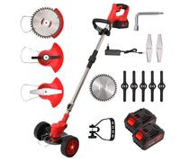 Coupe-bordures sans fil 21V - 650W - 2 Batteries 13000mAh - Tige télescopique 90-120cm - Angle réglable - 3 types de lame - Roues