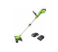 Greenworks 24V Coupe Bordure Sans Fil pour Petits et Moyens Jardins, Largeur de Coupe de 30 cm, Fil en Nylon de 1,65 mm à Alimentation Automatique, Batterie 24V 2Ah et Chargeur, Garantie 3 Ans G24LT30K2