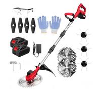 Coupe-Bordures sans Fil, 500 W, Léger, électrique, avec écran D'affichage De La Batterie, Largeur De Coupe De 25 cm, Pliable, Idéal pour Les Pelouses, Les Terres Agricoles Et Les Jardins No-Wheels